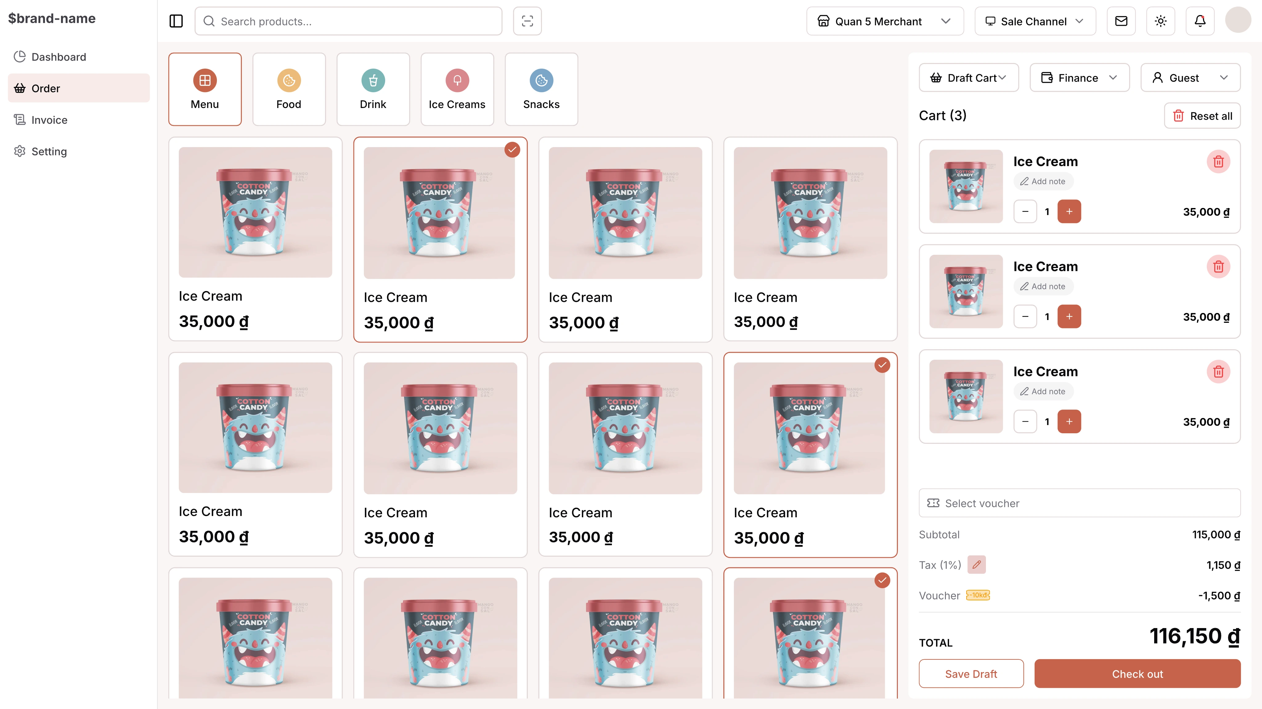 Sales management feature