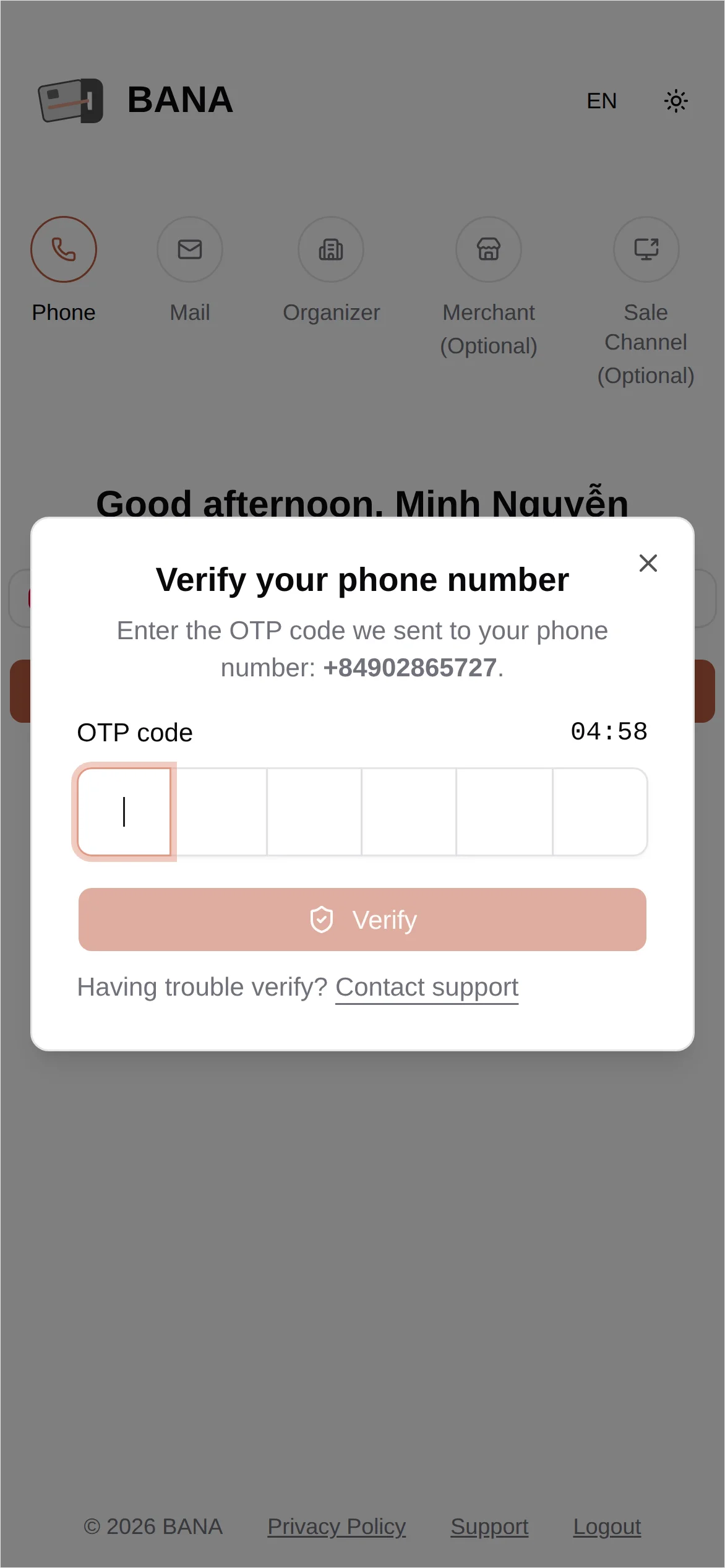 Phone OTP verification