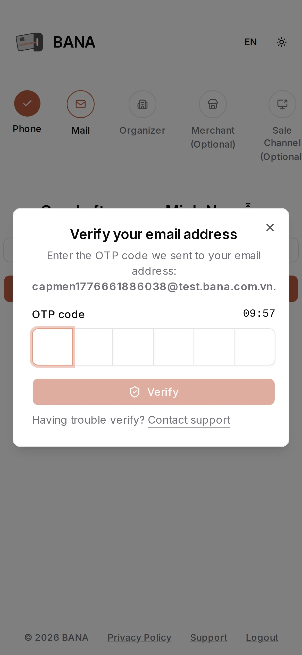 Email OTP verification