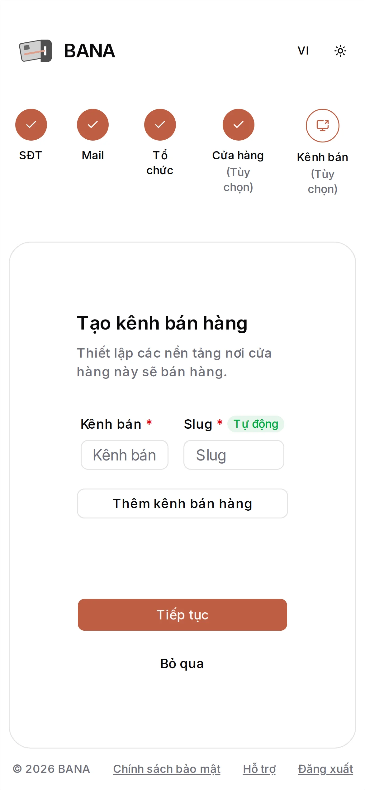 Thêm kênh bán hàng