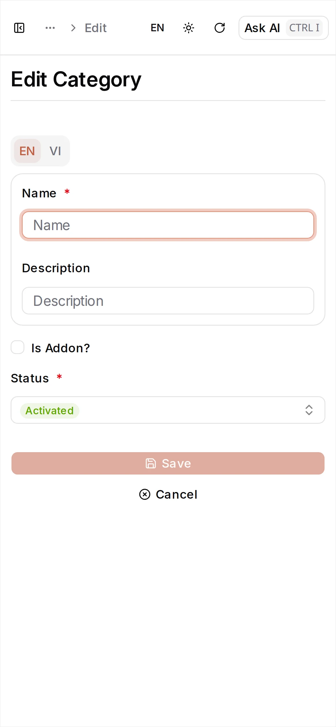 Category saved