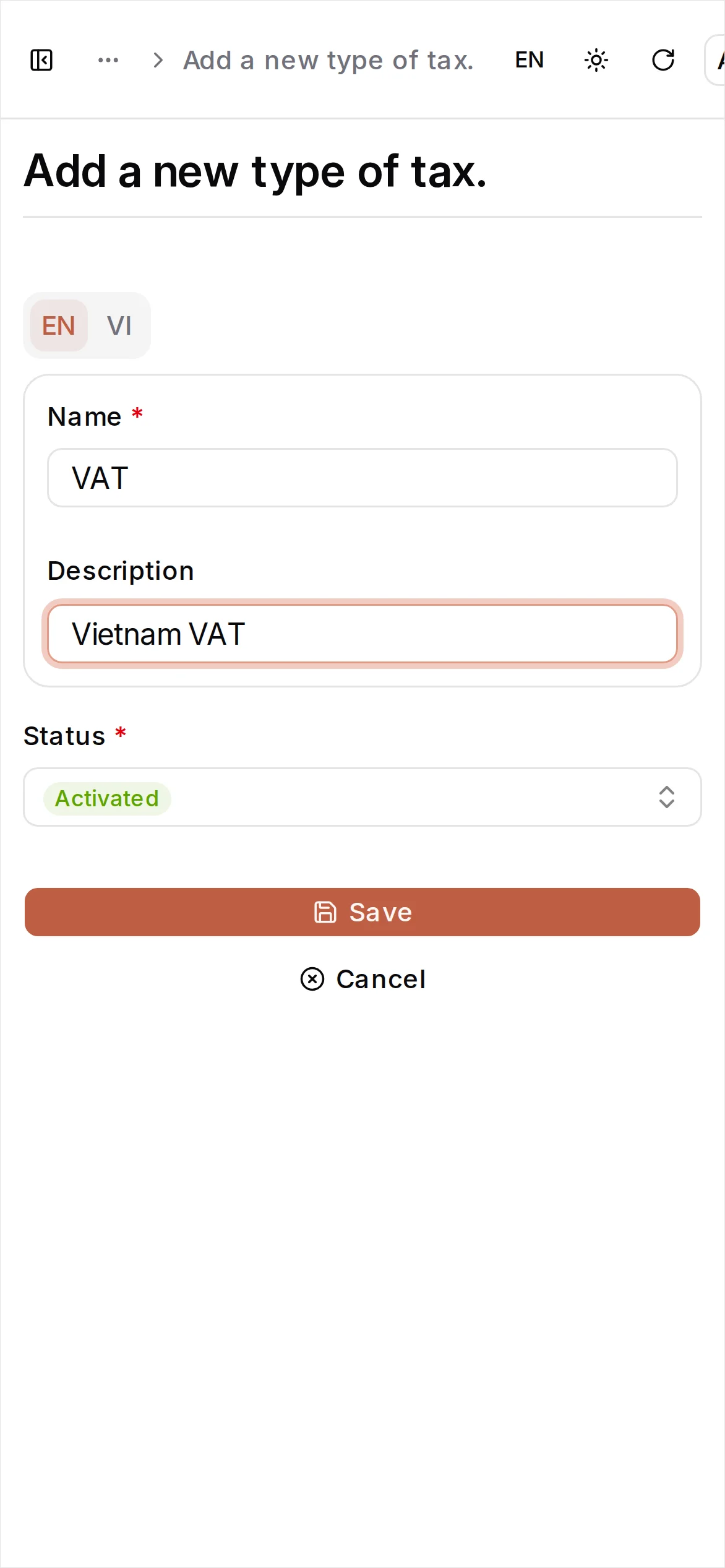Tax type form filled