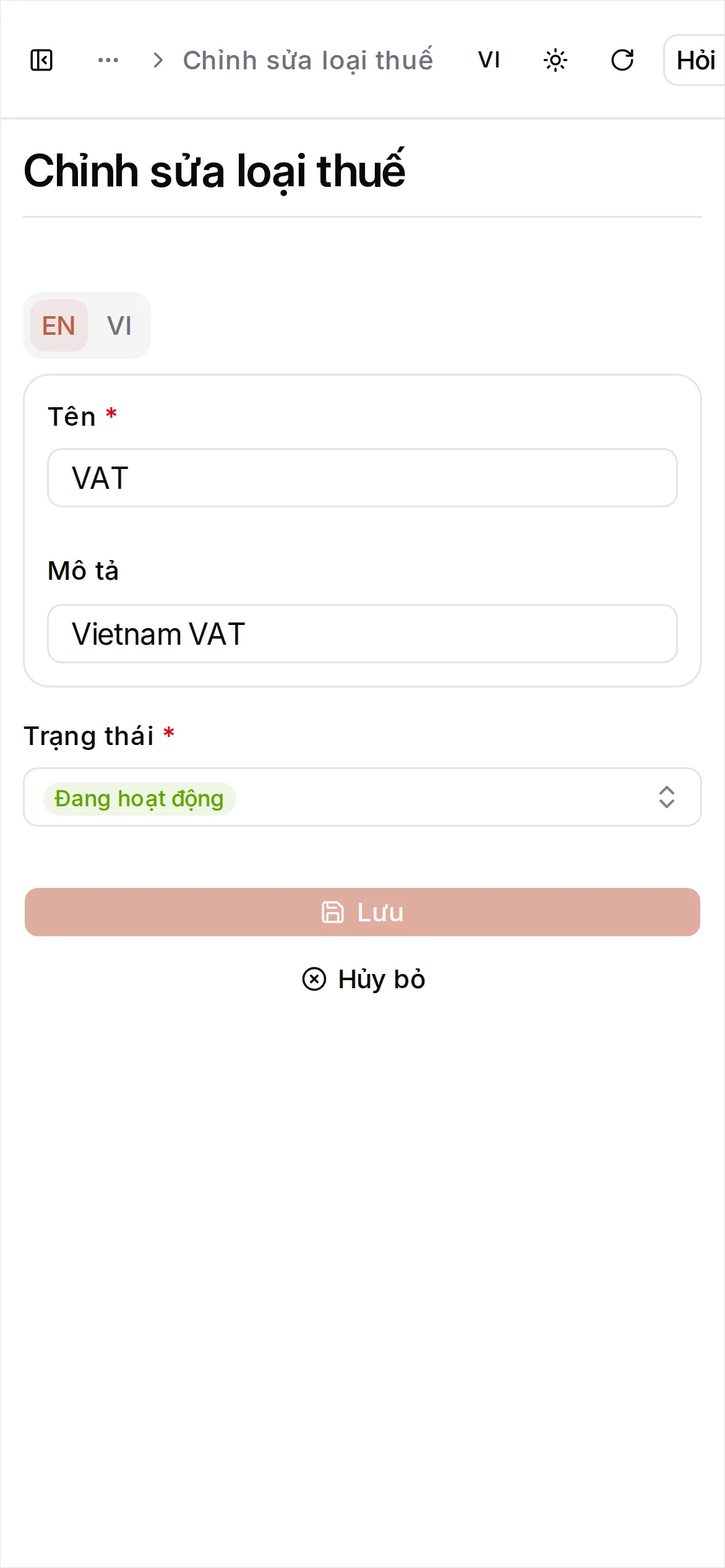 Loại thuế đã lưu